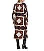 Lauren Ralph Lauren Plus Size Luxe Twill Equestrian-Inspired Print Point Collar Long Sleeve Button Front Midi Shirtdress, Color:Navy/Cream Multi - Image 2