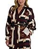 Lauren Ralph Lauren Plus Size Luxe Twill Equestrian-Inspired Print Point Collar Long Sleeve Button Front Midi Shirtdress, Color:Navy/Cream Multi - Image 3