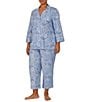 Lauren Ralph Lauren Plus Size Paisley Print Notch Collar 3/4 Sleeve Capri Pajama Set - Image 4
