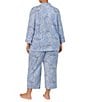 Lauren Ralph Lauren Plus Size Paisley Print Notch Collar 3/4 Sleeve Capri Pajama Set - Image 5