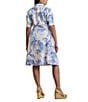 Lauren Ralph Lauren Plus Size Paisley Tie-Front Linen Shirtdress, Color:White/Blue - Image 2