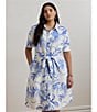Lauren Ralph Lauren Plus Size Paisley Tie-Front Linen Shirtdress, Color:White/Blue - Image 6