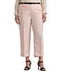 Color:Pink Opal - Image 1 - Plus Size Pleated Linen-Blend Twill Cropped Wide-Leg Pants