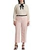Color:Pink Opal - Image 3 - Plus Size Pleated Linen-Blend Twill Cropped Wide-Leg Pants