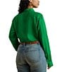 Lauren Ralph Lauren Plus Size Point Collar Long Roll-tab Sleeve Button-Front Linen Shirt, Color:Stem - Image 2
