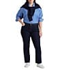 Color:Dark Rinse - Image 3 - Plus Size Premier Stretch Denim Straight Leg Jeans