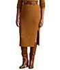 Lauren Ralph Lauren Plus Size Rib-Knit Pull-On Side Slit Midi Coordinating Pencil Skirt, Color:Cinnamon Bark - Image 1