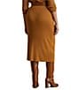 Lauren Ralph Lauren Plus Size Rib-Knit Pull-On Side Slit Midi Coordinating Pencil Skirt, Color:Cinnamon Bark - Image 2