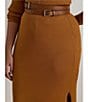 Lauren Ralph Lauren Plus Size Rib-Knit Pull-On Side Slit Midi Coordinating Pencil Skirt, Color:Cinnamon Bark - Image 4