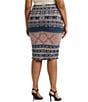 Color:Multi - Image 2 - Plus Size Rishona Textile Print Knee Length Pencil Skirt