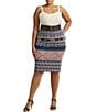 Color:Multi - Image 3 - Plus Size Rishona Textile Print Knee Length Pencil Skirt