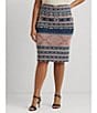 Color:Multi - Image 4 - Plus Size Rishona Textile Print Knee Length Pencil Skirt