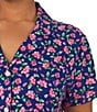 Color:Multi Floral - Image 3 - Plus Size Short Sleeve Notch Collar Jersey Knit Multi Floral Cropped Pant Pajama Set