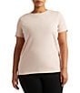 Lauren Ralph Lauren Plus Size Crew Neck Short Sleeve Stretch Cotton T-Shirt - Image 3