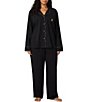 Lauren Ralph Lauren Plus Size Solid Long Sleeve Notch Collar Jersey Knit Pant Pajama Set - Image 1
