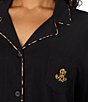 Lauren Ralph Lauren Plus Size Solid Long Sleeve Notch Collar Jersey Knit Pant Pajama Set - Image 4