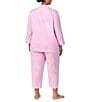 Lauren Ralph Lauren Plus Size Striped Notch Collar 3/4 Sleeve Button Front Capri Pajama Set - Image 2