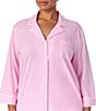 Lauren Ralph Lauren Plus Size Striped Notch Collar 3/4 Sleeve Button Front Capri Pajama Set - Image 3