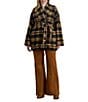 Lauren Ralph Lauren Plus Size Wool Blend Plaid Shawl Collar Long Sleeve Wrap Coat, Color:Navy/Cinnamon Multi - Image 4