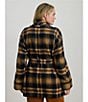 Lauren Ralph Lauren Plus Size Wool Blend Plaid Shawl Collar Long Sleeve Wrap Coat, Color:Navy/Cinnamon Multi - Image 6