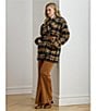Lauren Ralph Lauren Plus Size Wool Blend Plaid Shawl Collar Long Sleeve Wrap Coat, Color:Navy/Cinnamon Multi - Image 8