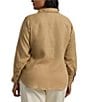 Lauren Ralph Lauren Plus Size Woven Point Collar Long Roll-Tab Sleeve Button-Front Shirt, Color:Birch Tan - Image 3
