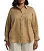 Lauren Ralph Lauren Plus Size Woven Point Collar Long Roll-Tab Sleeve Button-Front Shirt - Image 1