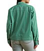 Lauren Ralph Lauren Plus Size Yarn-Dyed Cotton Broadcloth Stripe Spread Collar Long Sleeve Boxy Shirt, Color:Green/White Multi - Image 2