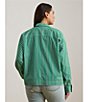 Lauren Ralph Lauren Plus Size Yarn-Dyed Cotton Broadcloth Stripe Spread Collar Long Sleeve Boxy Shirt, Color:Green/White Multi - Image 5