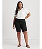 Color:Black - Image 5 - Plus Size Stretch Cotton Shorts