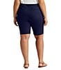 Color:Lauren Navy - Image 2 - Plus Size Stretch Cotton Twill Shorts