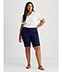 Color:Lauren Navy - Image 5 - Plus Size Stretch Cotton Twill Shorts