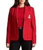Lauren Ralph Lauren Plus Stretch Pique Notch Lapel Long Sleeve Blazer - Image 1