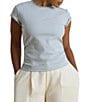 Lauren Ralph Lauren Plus Stretch Stripe Ribbed Knit Stripe Crew Neck Short Sleeve Tee Shirt - Image 1