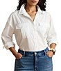 Lauren Ralph Lauren Plus Woven Point Collar Long Sleeve Shirt - Image 1