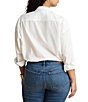 Lauren Ralph Lauren Plus Woven Point Collar Long Sleeve Shirt - Image 2