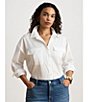 Lauren Ralph Lauren Plus Woven Point Collar Long Sleeve Shirt - Image 4