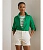 Lauren Ralph Lauren Point Collar Long Roll-Tab Sleeve Button Front Linen Shirt, Color:Stem - Image 4