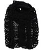 Lauren Ralph Lauren Pointelle Ruffle Pull Through Scarf, Color:Black - Image 1