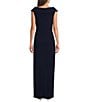 Lauren Ralph Lauren Portrait Collar Cap Sleeve Crepe Sheath Gown, Color:Navy - Image 2