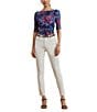 Lauren Ralph Lauren Printed Stretch Cotton Boat Neck Elbow Sleeve T-Shirt, Color:Blue Multi - Image 3