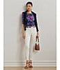 Lauren Ralph Lauren Printed Stretch Cotton Boat Neck Elbow Sleeve T-Shirt, Color:Blue Multi - Image 5