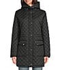 Lauren Ralph Lauren Quilted Hooded Internal Drawcord Zip Front Coat, Color:Black - Image 4