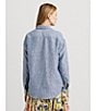Color:Blue/White - Image 6 - Relaxed Fit Pinstripe Linen Button Front Shirt