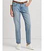 Color:Blue - Image 5 - Relaxed Tapered Mid Rise Ankle Jeans