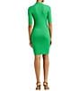 Color:Green Topaz - Image 2 - Rib Knit Polo Collar Neckline Short Sleeve Dress