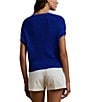 Lauren Ralph Lauren Rib Knit V Neck Short Dolman Sweater, Color:New Sapphire - Image 2