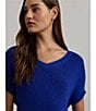 Lauren Ralph Lauren Rib Knit V Neck Short Dolman Sweater, Color:New Sapphire - Image 5