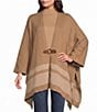 Lauren Ralph Lauren Ribbed Knit Cashmere V-Neck 3/4 Sleeve Sweater Poncho - Image 1