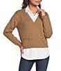 Lauren Ralph Lauren Ribbed Knit Combed Cotton V-Neck Long Sleeve Pullover Sweater - Image 4